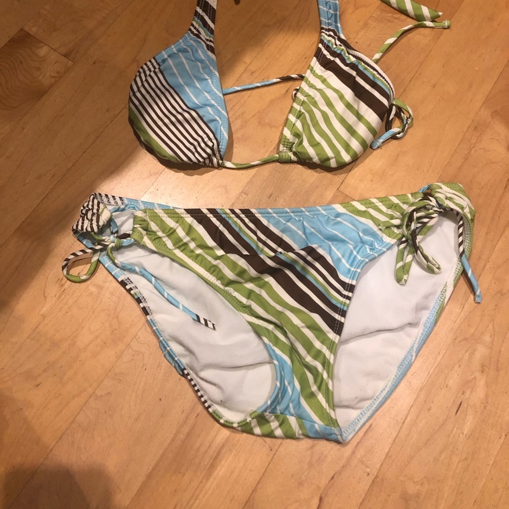 Cute Blue Striped Raisins Bikini